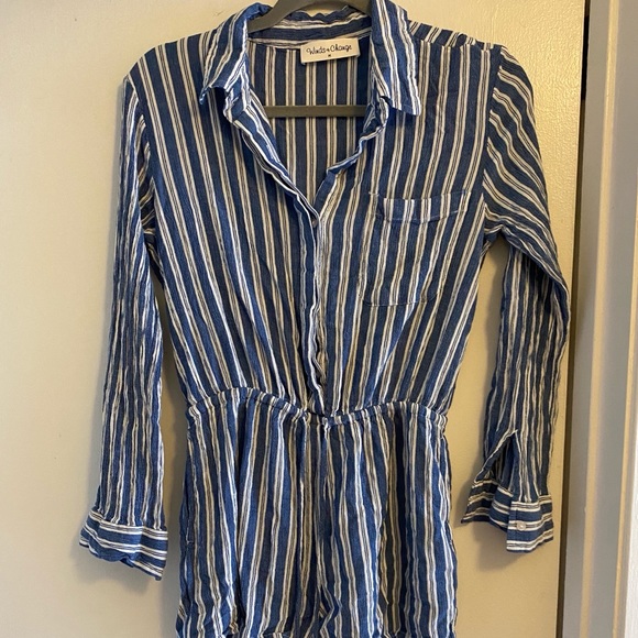Blue & White Striped Romper - Picture 2 of 5